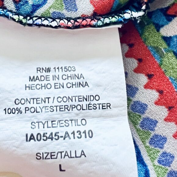 Meraki Handkerchief Dress Size Large Black With Colorful Border Spaghetti Straps - Picture 7 of 8